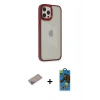 MARSİLYAN™- iPhone 12 Pro Max Kılıf Eksen Doku Prime - Siyah 18D Cam Ekran Koruyucu + Shine Kamera Lens Koruma Cam - SABE