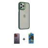 MARSİLYAN™- iPhone 12 Pro Max Kılıf Eksen Doku Prime - Siyah 18D Cam Ekran Koruyucu + Neon Fosforlu Kamera Lens - TU