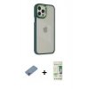 MARSİLYAN™- iPhone 12 Pro Max Kılıf Eksen Doku Prime - Siyah 20D Premium Cam Ekran Koruyucu + Gökkuşağı Shine Kamera Lens Koruma Cam