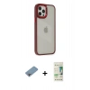 MARSİLYAN™- iPhone 12 Pro Max Kılıf Eksen Doku Prime - Siyah 20D Premium Cam Ekran Koruyucu + Gökkuşağı Shine Kamera Lens Koruma Cam