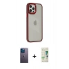 MARSİLYAN™- iPhone 12 Pro Max Kılıf Eksen Doku Prime - Siyah 20D Premium Cam Ekran Koruyucu + Mavi Neon Fosforlu Kamera Lens