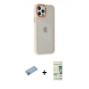 MARSİLYAN™- iPhone 12 Pro Max Kılıf Eksen Doku Prime - Siyah 20D Premium Cam Ekran Koruyucu + Mavi Shine Kamera Lens Koruma Cam