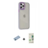 MARSİLYAN™- iPhone 12 Pro Max Kılıf Eksen Doku Prime - Siyah 20D Premium Cam Ekran Koruyucu + Mavi Shine Kamera Lens Koruma Cam