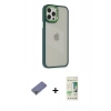 MARSİLYAN™- iPhone 12 Pro Max Kılıf Eksen Doku Prime - Siyah 20D Premium Cam Ekran Koruyucu + Metal Kamera Lens Koruma Cam - GD