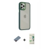 MARSİLYAN™- iPhone 12 Pro Max Kılıf Eksen Doku Prime - Siyah 20D Premium Cam Ekran Koruyucu + Metal Kamera Lens Koruma Cam - KI