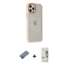MARSİLYAN™- iPhone 12 Pro Max Kılıf Eksen Doku Prime - Siyah 20D Premium Cam Ekran Koruyucu + Metal Kamera Lens Koruma Cam - KI