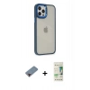 MARSİLYAN™- iPhone 12 Pro Max Kılıf Eksen Doku Prime - Siyah 20D Premium Cam Ekran Koruyucu + Metal Kamera Lens Koruma Cam - KI