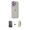 MARSİLYAN™- iPhone 12 Pro Max Kılıf Eksen Doku Prime - Siyah 20D Premium Cam Ekran Koruyucu + Neon Fosforlu Kamera Lens - YL