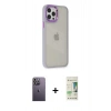 MARSİLYAN™- iPhone 12 Pro Max Kılıf Eksen Doku Prime - Siyah 20D Premium Cam Ekran Koruyucu + Neon Fosforlu Kamera Lens - BZ