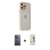 MARSİLYAN™- iPhone 12 Pro Max Kılıf Eksen Doku Prime - Siyah 20D Premium Cam Ekran Koruyucu + Neon Fosforlu Kamera Lens - BZ