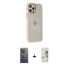 MARSİLYAN™- iPhone 12 Pro Max Kılıf Eksen Doku Prime - Siyah 20D Premium Cam Ekran Koruyucu + Neon Fosforlu Kamera Lens - YL