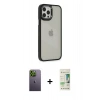MARSİLYAN™- iPhone 12 Pro Max Kılıf Eksen Doku Prime - Siyah 20D Premium Cam Ekran Koruyucu + Neon Fosforlu Kamera Lens - YL