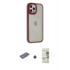 MARSİLYAN™- iPhone 12 Pro Max Kılıf Eksen Doku Prime - Siyah 20D Premium Cam Ekran Koruyucu + Renkli Kamera Lens Koruma Cam - MI
