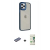 MARSİLYAN™- iPhone 12 Pro Max Kılıf Eksen Doku Prime - Siyah 20D Premium Cam Ekran Koruyucu + Renkli Kamera Lens Koruma Cam - MI