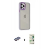 MARSİLYAN™- iPhone 12 Pro Max Kılıf Eksen Doku Prime - Siyah 20D Premium Cam Ekran Koruyucu + Renkli Kamera Lens Koruma Cam - TU