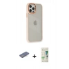 MARSİLYAN™- iPhone 12 Pro Max Kılıf Eksen Doku Prime - Siyah 20D Premium Cam Ekran Koruyucu + Renkli Kamera Lens Koruma Cam - MI