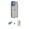 MARSİLYAN™- iPhone 12 Pro Max Kılıf Eksen Doku Prime - Siyah 20D Premium Cam Ekran Koruyucu + Shine Kamera Lens Koruma Cam - GD