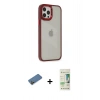 MARSİLYAN™- iPhone 12 Pro Max Kılıf Eksen Doku Prime - Siyah 20D Premium Cam Ekran Koruyucu + Shine Kamera Lens Koruma Cam - GD