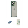 MARSİLYAN™- iPhone 12 Pro Max Kılıf Eksen Doku Prime - Siyah 20D Premium Cam Ekran Koruyucu + Shine Kamera Lens Koruma Cam - GD