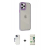 MARSİLYAN™- iPhone 12 Pro Max Kılıf Eksen Doku Prime - Siyah 20D Premium Cam Ekran Koruyucu + Shine Kamera Lens - LT