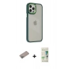MARSİLYAN™- iPhone 12 Pro Max Kılıf Eksen Doku Prime - Siyah 20D Premium Cam Ekran Koruyucu + Shine Kamera Lens Koruma Cam - SABE