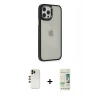 MARSİLYAN™- iPhone 12 Pro Max Kılıf Eksen Doku Prime - Siyah 20D Premium Cam Ekran Koruyucu + Shine Kamera Lens - GD