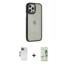 MARSİLYAN™- iPhone 12 Pro Max Kılıf Eksen Doku Prime - Siyah 20D Premium Cam Ekran Koruyucu + Shine Kamera Lens - LT