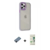 MARSİLYAN™- iPhone 12 Pro Max Kılıf Eksen Doku Prime - Siyah 20D Premium Cam Ekran Koruyucu + Shine Kamera Lens Koruma Cam - SH