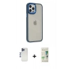 MARSİLYAN™- iPhone 12 Pro Max Kılıf Eksen Doku Prime - Siyah 20D Premium Cam Ekran Koruyucu + Shine Kamera Lens - LT