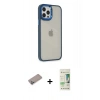 MARSİLYAN™- iPhone 12 Pro Max Kılıf Eksen Doku Prime - Siyah 20D Premium Cam Ekran Koruyucu + Shine Kamera Lens Koruma Cam - SABE
