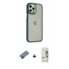 MARSİLYAN™- iPhone 12 Pro Max Kılıf Eksen Doku Prime - Siyah 20D Premium Cam Ekran Koruyucu + Shine Kamera Lens Koruma Cam - SH
