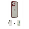 MARSİLYAN™- iPhone 12 Pro Max Kılıf Eksen Doku Prime - Siyah 20D Premium Cam Ekran Koruyucu + Shine Kamera Lens - GD