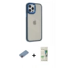 MARSİLYAN™- iPhone 12 Pro Max Kılıf Eksen Doku Prime - Siyah 20D Premium Cam Ekran Koruyucu + Shine Kamera Lens Koruma Cam - PE
