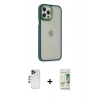 MARSİLYAN™- iPhone 12 Pro Max Kılıf Eksen Doku Prime - Siyah 20D Premium Cam Ekran Koruyucu + Shine Kamera Lens - LT