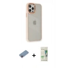 MARSİLYAN™- iPhone 12 Pro Max Kılıf Eksen Doku Prime - Siyah 20D Premium Cam Ekran Koruyucu + Shine Kamera Lens Koruma Cam - PE