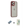 MARSİLYAN™- iPhone 12 Pro Max Kılıf Eksen Doku Prime - Siyah 20D Premium Cam Ekran Koruyucu + Shine Kamera Lens Koruma Cam - SH