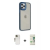 MARSİLYAN™- iPhone 12 Pro Max Kılıf Eksen Doku Prime - Siyah 20D Premium Cam Ekran Koruyucu + Shine Kamera Lens - GD