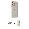MARSİLYAN™- iPhone 12 Pro Max Kılıf Eksen Doku Prime - Siyah 20D Premium Cam Ekran Koruyucu + Renkli Kamera Lens Koruma Cam - YL