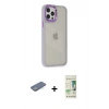 MARSİLYAN™- iPhone 12 Pro Max Kılıf Eksen Doku Prime - Siyah 20D Premium Cam Ekran Koruyucu + Renkli Kamera Lens Koruma Cam - YL