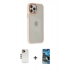 MARSİLYAN™- iPhone 12 Pro Max Kılıf Eksen Doku Prime - Siyah 34D Izgaralı Cam + Shine Kamera Lens - GD
