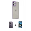 MARSİLYAN™- iPhone 12 Pro Max Kılıf Eksen Doku Prime - Siyah 34D Izgaralı Cam + Neon Fosforlu Kamera Lens - BZ