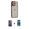 MARSİLYAN™- iPhone 12 Pro Max Kılıf Eksen Doku Prime - Siyah 34D Izgaralı Cam + Neon Fosforlu Kamera Lens - BZ