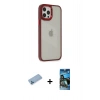 MARSİLYAN™- iPhone 12 Pro Max Kılıf Eksen Doku Prime - Siyah 34D Izgaralı Cam + Shine Kamera Lens Koruma Cam - MI