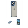 MARSİLYAN™- iPhone 12 Pro Max Kılıf Eksen Doku Prime - Siyah 34D Izgaralı Cam + Shine Kamera Lens Koruma Cam - GS