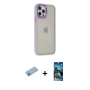 MARSİLYAN™- iPhone 12 Pro Max Kılıf Eksen Doku Prime - Siyah 34D Izgaralı Cam + Shine Kamera Lens Koruma Cam - MI