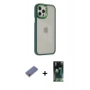 MARSİLYAN™- iPhone 12 Pro Max Kılıf Eksen Doku Prime - Siyah 360 Mat Full Body Arka Koruyucu + Metal Kamera Lens Koruma Cam - GD