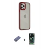 MARSİLYAN™- iPhone 12 Pro Max Kılıf Eksen Doku Prime - Siyah 360 Mat Full Body Arka Koruyucu + Metal Kamera Lens Koruma Cam - GD