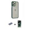 MARSİLYAN™- iPhone 12 Pro Max Kılıf Eksen Doku Prime - Siyah 360 Mat Full Body Arka Koruyucu + Renkli Kamera Lens Koruma Cam - YL