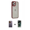 MARSİLYAN™- iPhone 12 Pro Max Kılıf Eksen Doku Prime - Siyah 360 Mat Full Body Arka Koruyucu + Sarı Neon Fosforlu Kamera Lens
