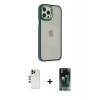 MARSİLYAN™- iPhone 12 Pro Max Kılıf Eksen Doku Prime - Siyah 360 Mat Full Body Arka Koruyucu + Shine Kamera Lens - GD